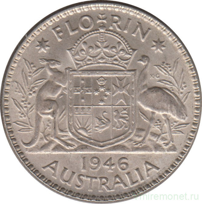Монета. Австралия. 1 флорин (2 шиллинга) 1946 год.
