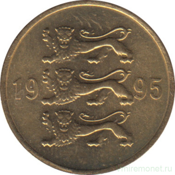 Монета. Эстония. 5 сенти 1995 год.
