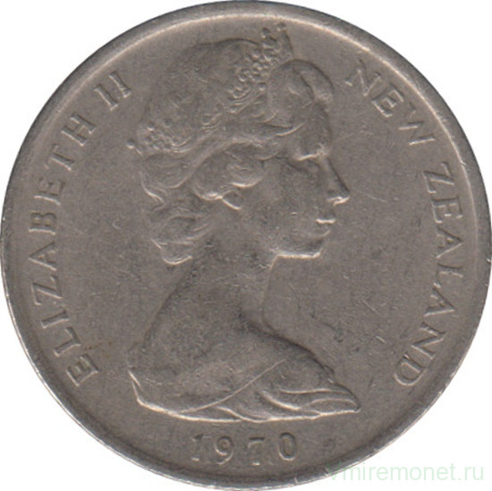 Монета. Новая Зеландия. 5 центов 1970 год.