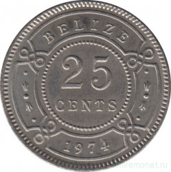 Монета. Белиз. 25 центов 1974 год.