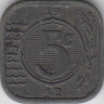 Монета. Нидерланды. 5 центов 1942 год. ав.