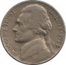 Аверс. Монета. США. 5 центов 1954 год. Монетный двор D.