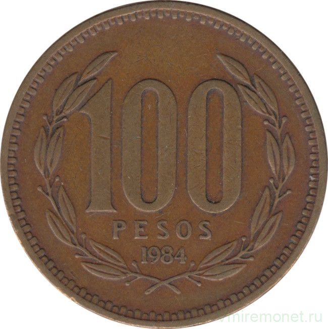 Монета. Чили. 100 песо 1984 год.