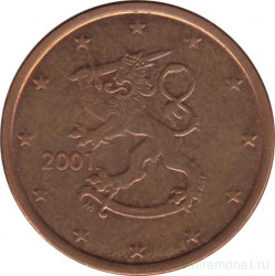 Монета. Финляндия. 5 центов 2001 год.