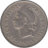 Монета. Доминиканская республика. 25 сентаво 1967 год. ав.