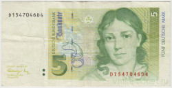 Банкнота. Германия. ФРГ. 5 марок 1991 год. Тип 37.