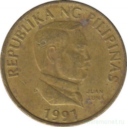 Монета. Филиппины. 25 сентимо 1991 год.