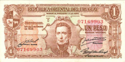Банкнота. Уругвай. 1 песо 1939 год. Тип 35c.