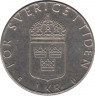 Реверс. Монета. Швеция. 1 крона 1977 год.