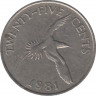Монета. Бермудские острова. 25 центов 1981 год. ав.