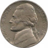 Аверс. Монета. США. 5 центов 1956 год.