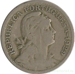Монета. Португалия. 50 сентаво 1929 год.