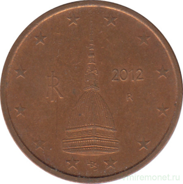 Монета. Италия. 2 цента 2012 год.