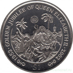 Монета. Великобритания. Британские Виргинские острова. 1 доллар 2002 год. 50 лет правления Королевы Елизаветы II. Карнавал.