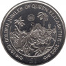 Монета. Великобритания. Британские Виргинские острова. 1 доллар 2002 год. 50 лет правления Королевы Елизаветы II. Карнавал. ав.