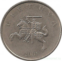 Монета. Литва. 1 лит 2001 год.