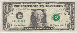 Банкнота. США. 1 доллар 1995 год. E. Тип 496а.