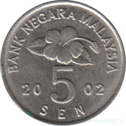 Монета. Малайзия. 5 сен 2002 год.