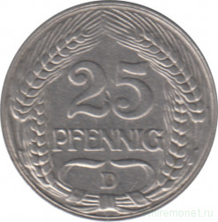 Монета. Германия (Германская империя 1871-1922). 25 пфеннигов 1909 год. Монетный двор - Мюнхен (D).