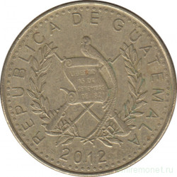 Монета. Гватемала. 1 кетцаль 2012 год.