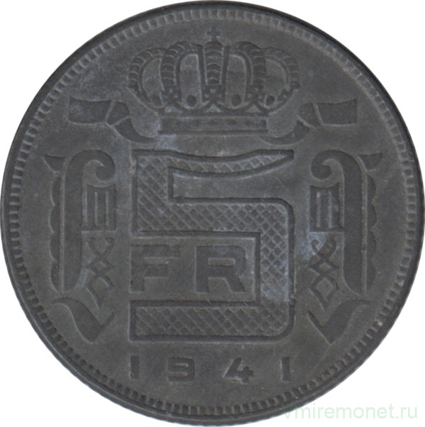 Монета. Бельгия. 5 франков 1941 год. Des Belges.
