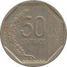 Монета. Перу. 50 сентимо 2005 год. рев.