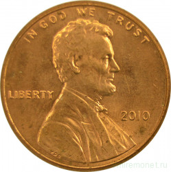 Монета. США. 1 цент 2010 год.