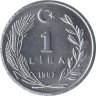 Монета. Турция. 1 лира 1987 год. ав.
