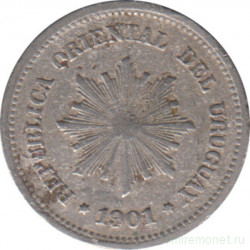 Монета. Уругвай. 1 сентесимо 1901 год.