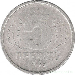 Монета. ГДР. 5 пфеннигов 1982 год.
