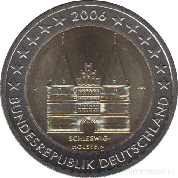 Монета. Германия. 2 евро 2006 год. Шлезвиг-Гольштейн (J).
