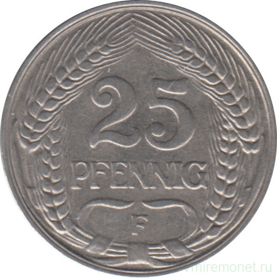 Монета. Германия (Германская империя 1871-1922). 25 пфеннигов 1912 год. Монетный двор - Штутгарт (F).