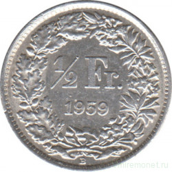 Монета. Швейцария. 1/2 франка 1959 год.