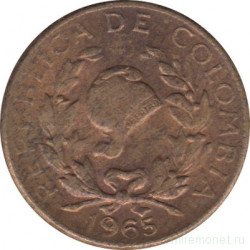 Монета. Колумбия. 1 сентаво 1965 год.