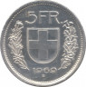 Монета. Швейцария. 5 франков 1969 год. Серебро. рев.