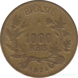 Монета. Бразилия. 1000 рейсов 1924 год.