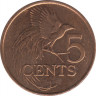 Монета. Тринидад и Тобаго. 5 центов 2012 год. рев.