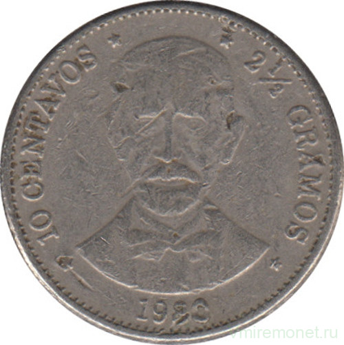 Монета. Доминиканская республика. 10 сентаво 1980 год.