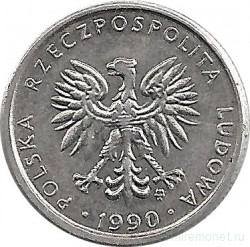 Монета. Польша. 1 злотый 1990 год. Старый тип.