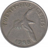 Монета. Бермудские острова. 25 центов 1988 год. ав.