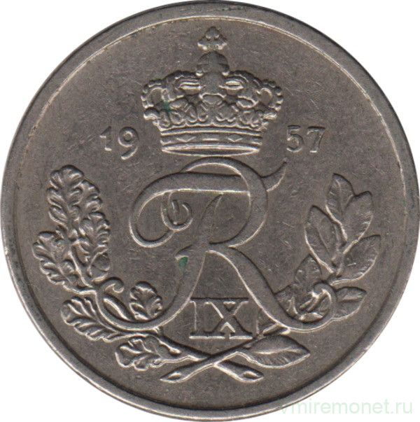 Монета. Дания. 25 эре 1957 год.