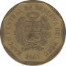 Монета. Перу. 20 сентимо 2001 год. ав.