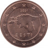 Монета. Эстония. 2 цента 2021 год. ав.