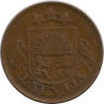 Реверс.Монета. Латвия. 5 сантимов 1922 год.