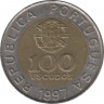 Монета. Португалия. 100 эскудо 1997 год. ав.