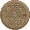 Монета. Франция. 5 франков 1945 год. Монетный двор - Париж. Алюминиевая бронза. ав.
