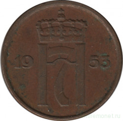 Монета. Норвегия. 2 эре 1953 год.