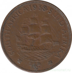 Монета. Южно-Африканская республика (ЮАР). 1/2 пенни 1938 год.