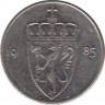 Монета. Норвегия. 50 эре 1985 год. ав.