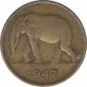 Монета. Бельгийское Конго. 5 франков 1947 год. ав.